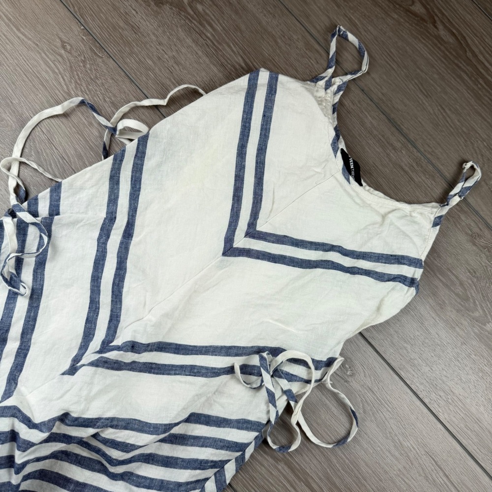 Fifteen Twenty Womens Maxi Dress Striped Linen Cotton White Blue XS